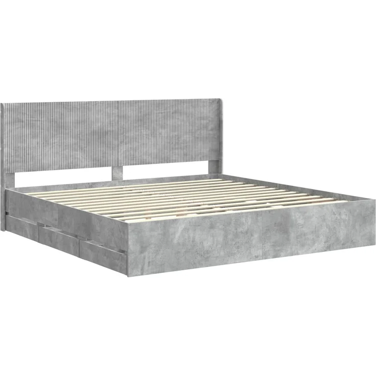 vidaXL Bettgestell mit Stauraum und Kopfteil Betongrau 180 x 200 cm 3413926 – Bild 4
