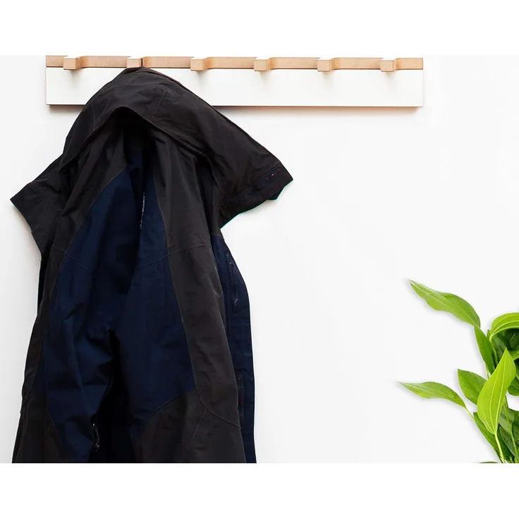 Tojo Grad I Garderobe für Jacken, Mäntel, Schals und Handtaschen I Weiße Designer Flurgarderobe Wandbefestigung I Modulare Garderobensystem I Garderobenpaneel