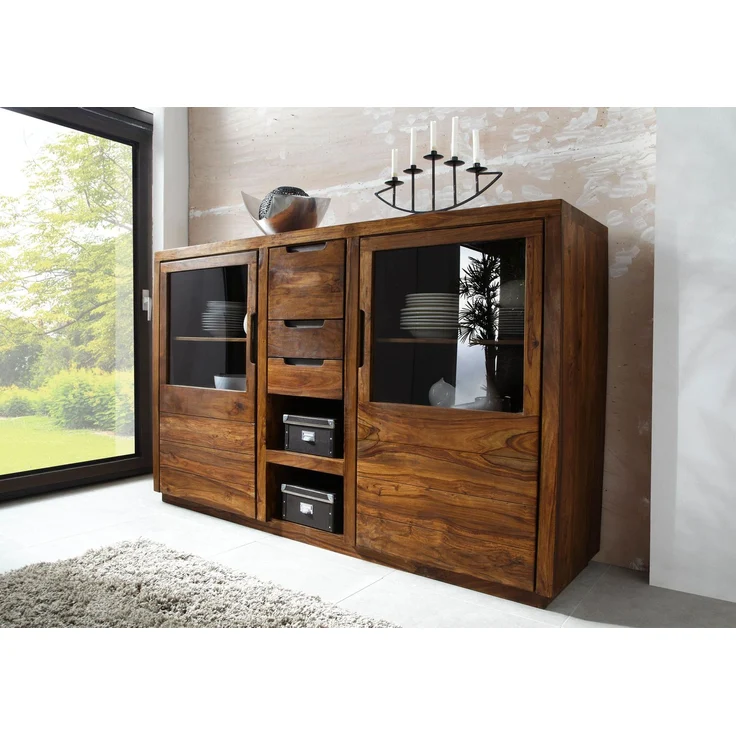 Highboard Sheesham 198x45x125 walnuss lackiert DUKE #113 – Bild 4