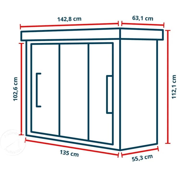 GFP Primeyard Geräteschrank Metall 135x55x112 cm Gartenschrank Schiebetür anthrazit inkl. Fußboden – Bild 9