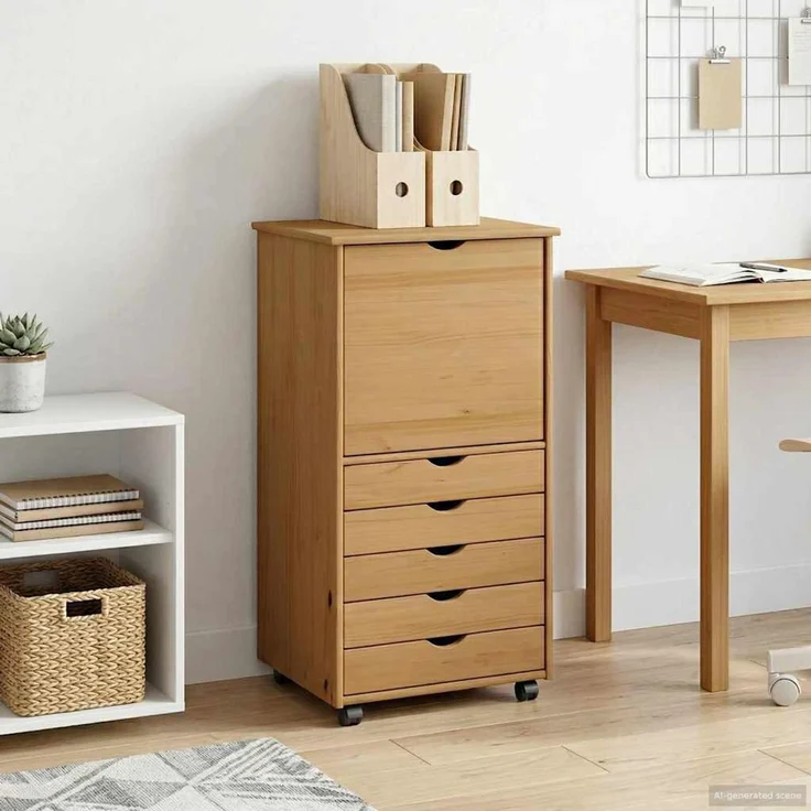 vidaXL Rollschrank MOSS 53 x 39 x 103 cm Massivholz Kiefer Honigbraun 42028368 – Bild 3