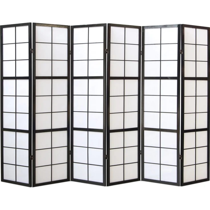 6fach Paravents Paravent Raumteiler Shoji schwarz – Bild 1