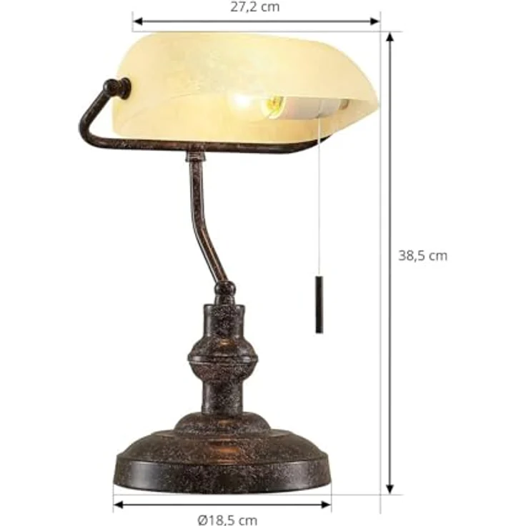 Lindby Profina, Tischlampe aus rostbraunem Metall mit E27 Schalter, 39 cm für Arbeitszimmer & Büro – Bild 4