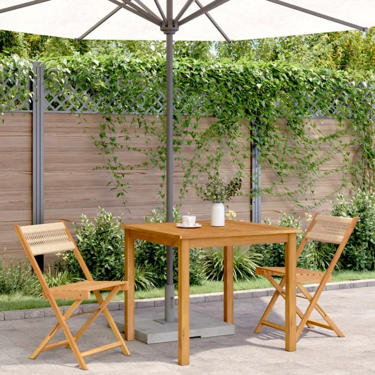 vidaXL Bistrostühle 2 Stk. Beige Massivholz Akazie und Kordel 367680 – Bild 10