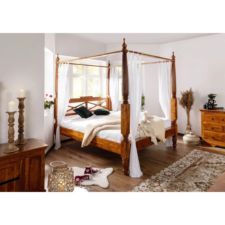 Himmelbett Akazie 200x200x224 honig lackiert OXFORD #0247 – Bild 8