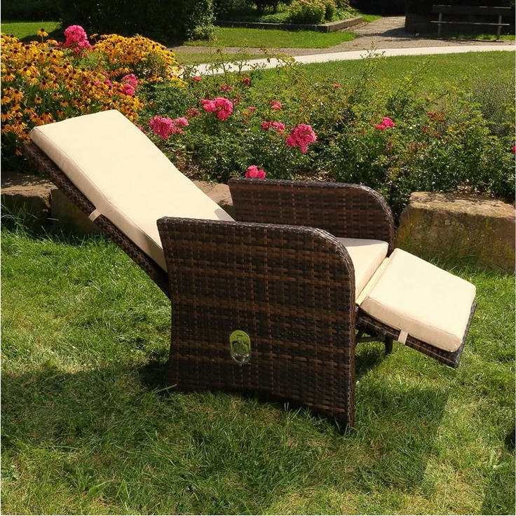 Melko Balkonset Sitzgarnitur Polyrattan Braun Sitzgruppe Essgarnitur Gartenmöbel Set, (elegantes Set im Lounge-Design, 3-tlg, inkl. Auflagen für mehr Komfort), 3-teiliges Rattanmöbel Set mit verstellbarer Rücken- & Fußlehne – Bild 2