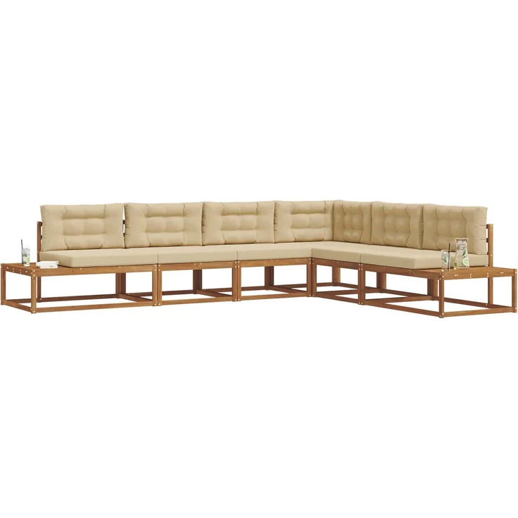 vidaXL Outdoor-Sofagarnitur 6 stk. Natur und Beige Massivholz Akazie 3368146 – Bild 3