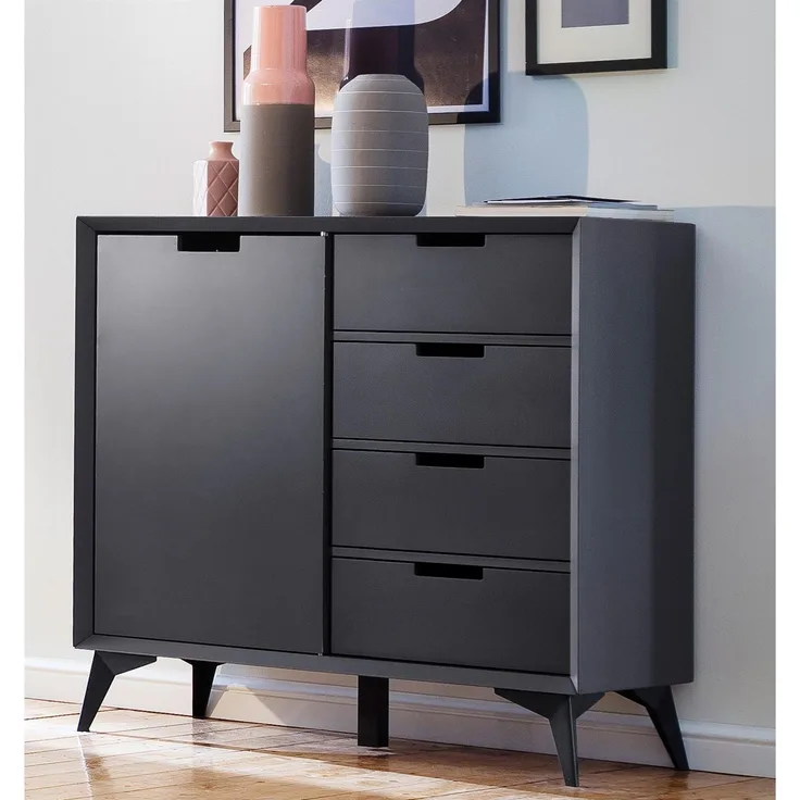 Highboard >Nemea< in Grau matt - 93x92x40cm (BxHxT)