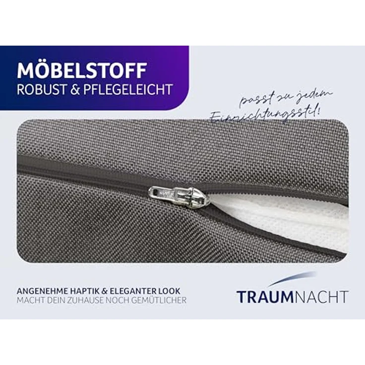 Traumnacht Cozy Rückenkissen, Lesekissen, 70x40 cm dunkelgrau, abnehmbarer,waschbarer Bezug aus 100% Polyester,praktisches Seitenfach,Öko-Tex zertifiziert,produziert nach deutschem Qualitätsstandard – Bild 5