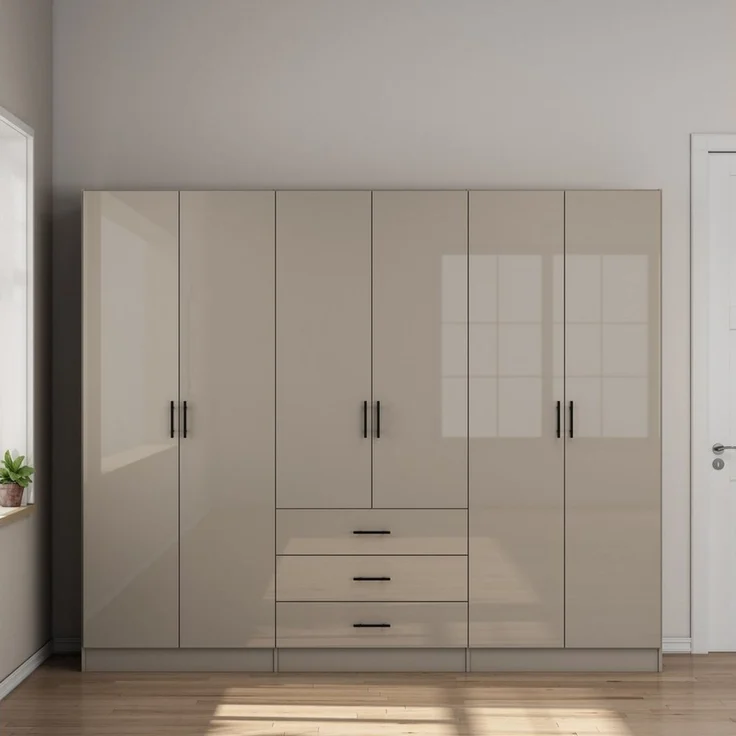 OTTO home Kleiderschrank Trento Schlafzimmerschrank Garderobe hochglanz Bestseller Schrank mit 6 Türen und 3 Schubladen, höchglänzende Fronten – Bild 5