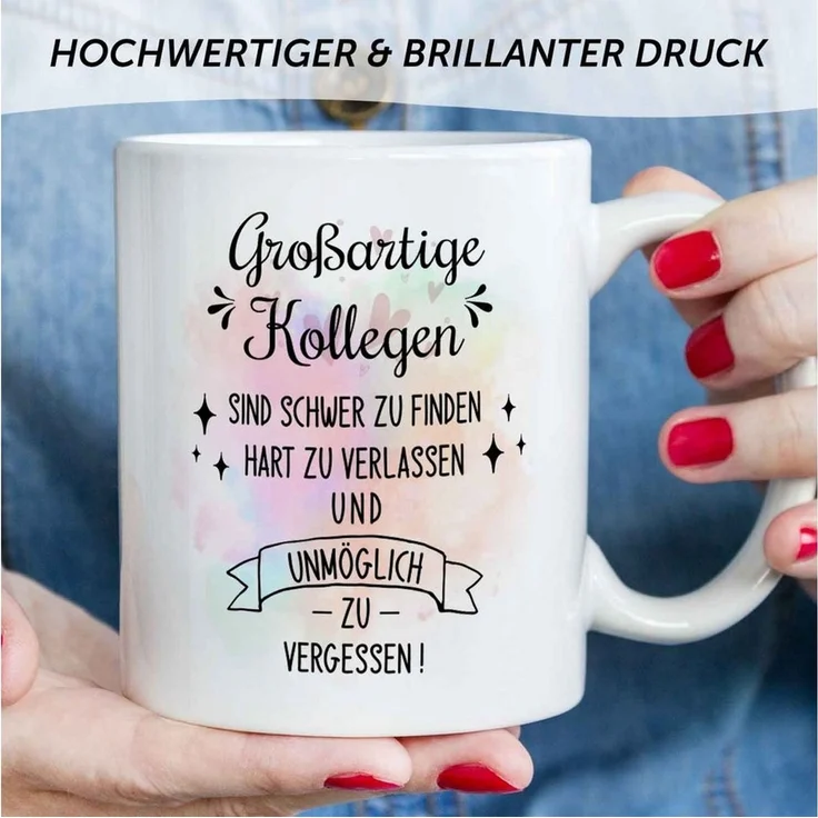 GRAVURZEILE Tasse mit Spruch - Großartige Kollegen - Abschiedsgeschenk für die Kollegen, Keramik, Farbe: Weiß – Bild 4