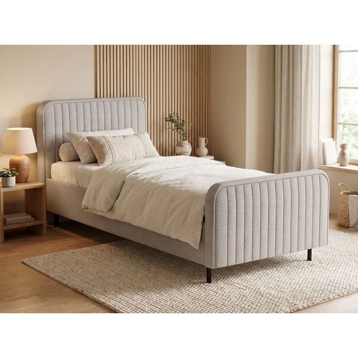 Beautysofa Polsterbett Lami 90x200 Einzelbett mit Bettkasten (Bett in modischen Beige- und Grautönen zur Auswahl, Jugendbett, Kinderbetten mit Stauraum), wahlweise mit Matratze oder ohne Matratze – Bild 1
