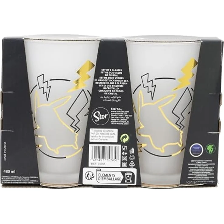Trinkgläser 2er-Set im Geschenkkarton 480 ml Gläser verschiedene Motive Pokemon – Bild 2
