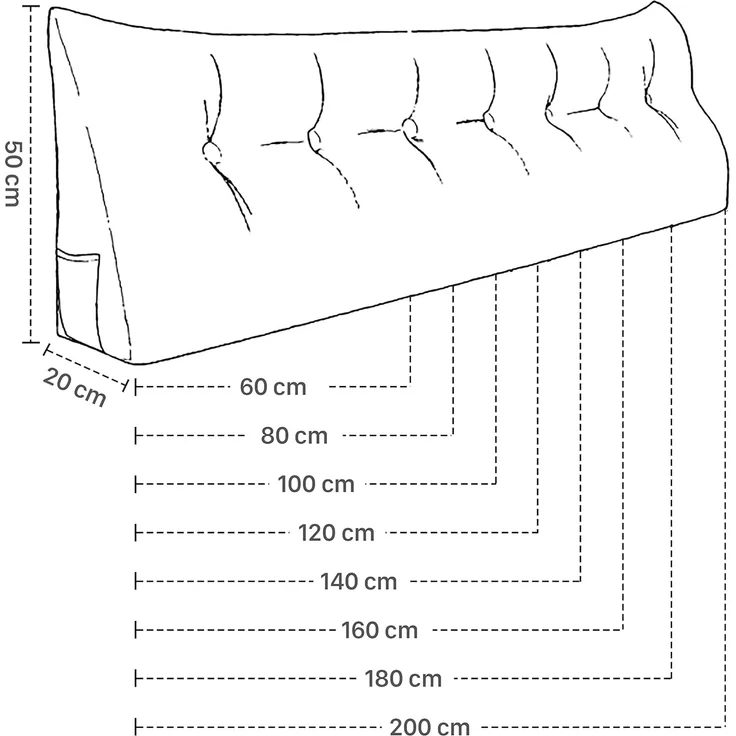 VERCART Keilkissen, Grau, Cord, 50 x 20 x 200 cm – Bild 4