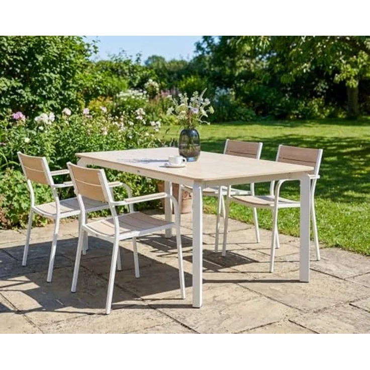 Gartentisch FELETTO 180 cm 90 cm Stein Travertinoptik – Bild 2