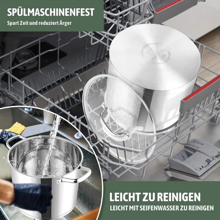 Joyfair Kochtopf 11,4L Edelstahl Glasdeckel 3 Lagen Boden Induktion – Bild 7