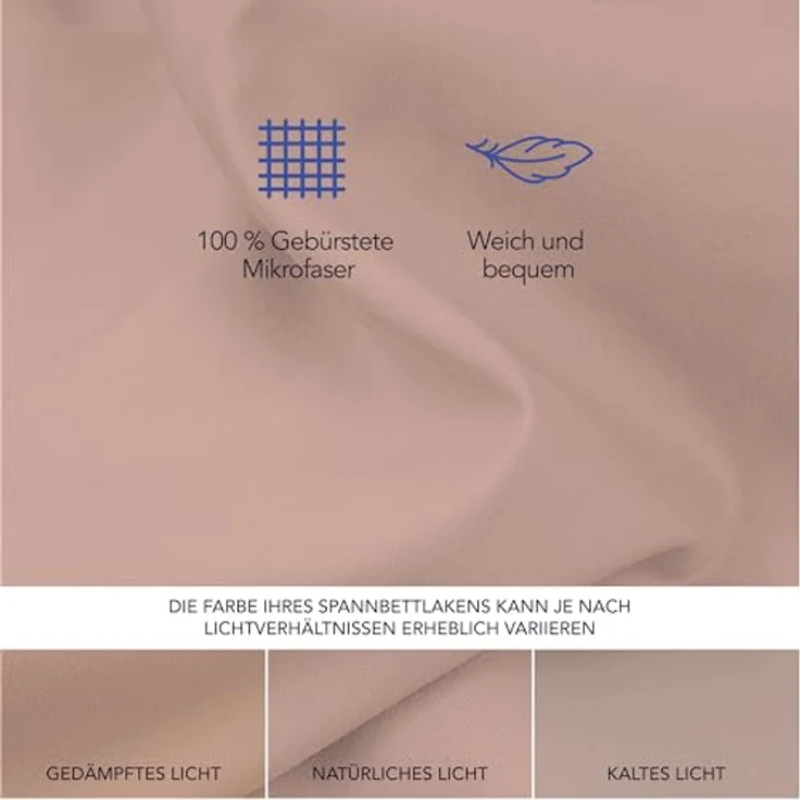 Dreamzie - Spannbettlaken 150x200 | Mikrofaser Weich - Für Dicke Matratzen - Oeko-Tex | Komfort, Atmungsaktivität, Pflegeleicht - Puderrosa – Bild 3