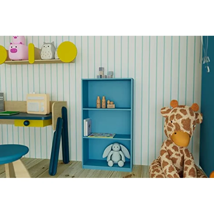 Furinno Basic Bücherregal mit 3 Fächern, Aufbewahrungsregal, holz, Hellblau, 23. 5x55. 25x100. 33 cm – Bild 3