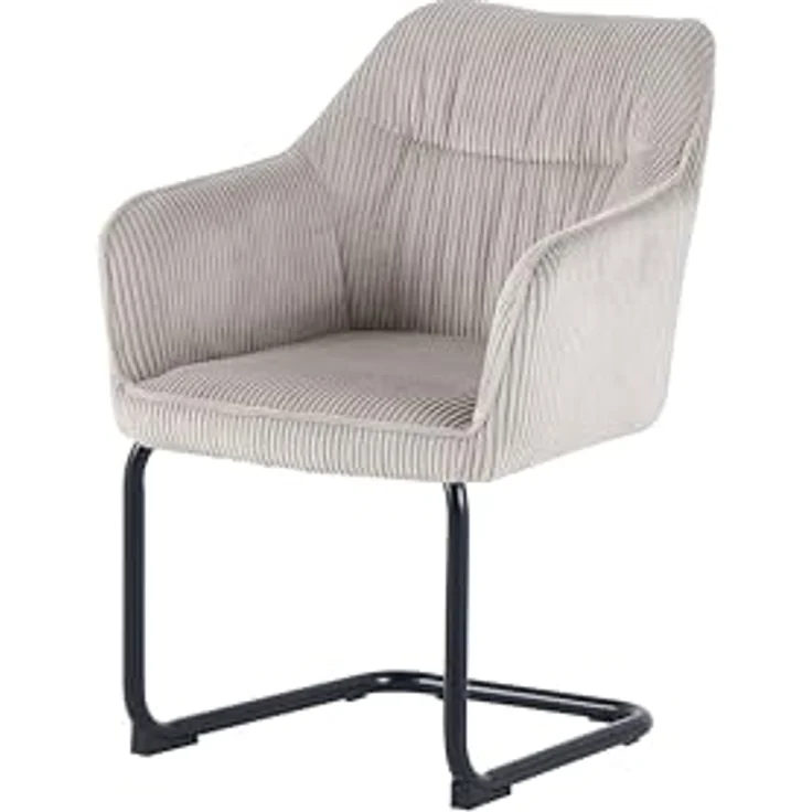 byLIVING ELBA Schwingstuhl 2er Set, drehbar 180° mit Rückholfunktion, Grob-Cord Taupe, Metallgestell schwarz, Armlehnen – Bild 8