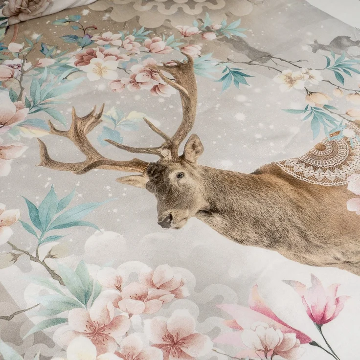 Traumschloss Bettwäsche Comfort Baumwolle, Flanell, 2 teilig, winterlicher Hirsch mit Mandalas und Blumen – Bild 3