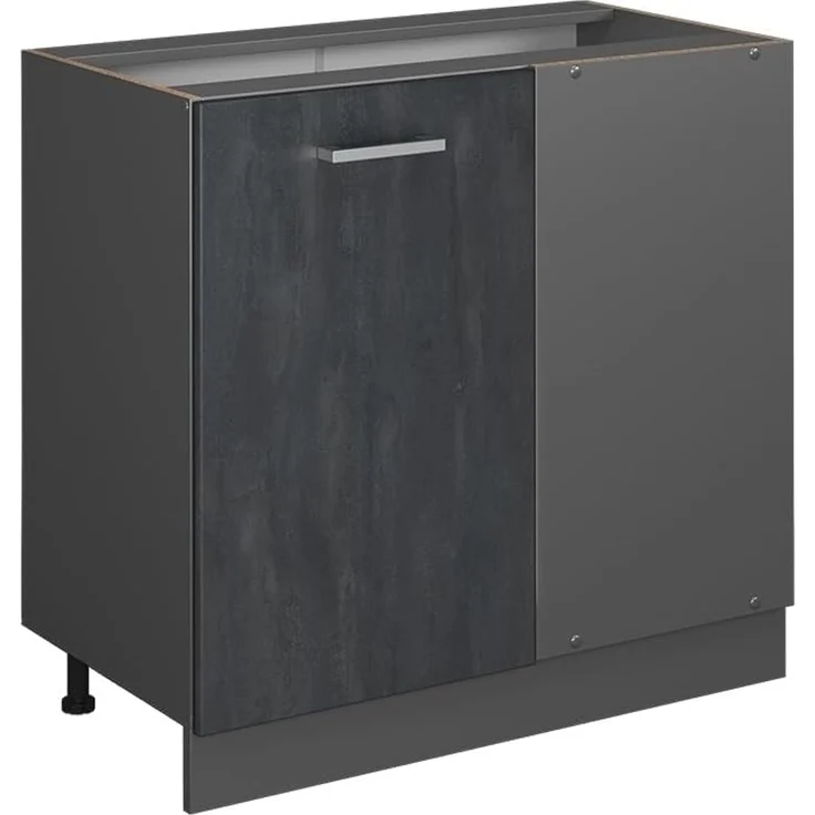 Vicco Eckunterschrank R-Line, Schwarz Beton/Anthrazit, 86 cm ohne Arbeitsplatte