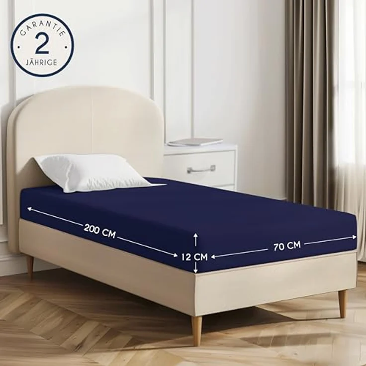 Dreamzie - Spannbettlaken 70x190/200cm - Baumwolle Oeko Tex Zertifiziert - Dunkelblau - 100% Jersey Spannbetttuch 70x190/200 – Bild 3
