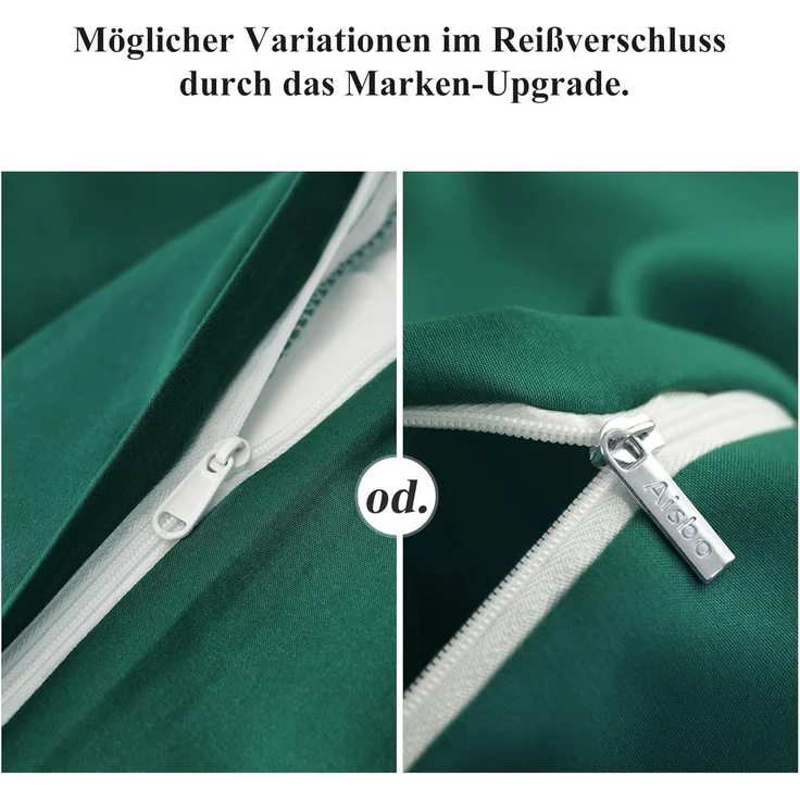 Bettwäsche-Set 220x240 Grün Mikrofaser Reißverschluss weich 3tlg – Bild 5