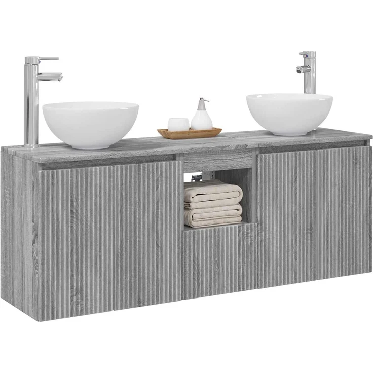 vidaXL Wandhängendes Badezimmerschrank-Set 3 stk. Grau Sonoma 3405633 – Bild 3