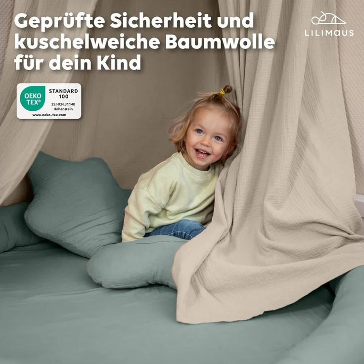 lilimaus Dekokissen Kuschelkissen Herz & Stern aus Musselin fürs Kinderzimmer, Kuschelkissen mit oder ohne Flatter - passend zu unserer Bettwäsche – Bild 3