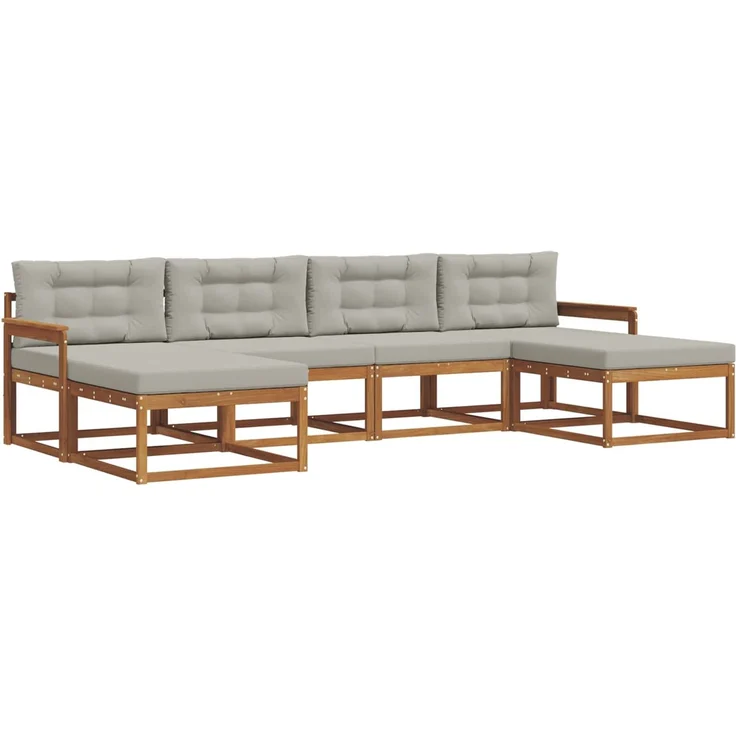 vidaXL Outdoor-Sofagarnitur 6 stk. 6-Sitzer Natur und Hellgrau 3367954 – Bild 2