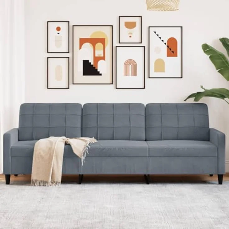 vidaXL 3-Sitzer-Sofa Dunkelgrau 210 cm Samt 4007645 – Bild 3