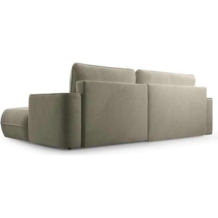 Selsey 'Fuerro' Ecksofa mit Schlaffunktion, Bettkasten, Ottomane rechts, Strukturstoff wasserabweisend, Hellbraun – Bild 7