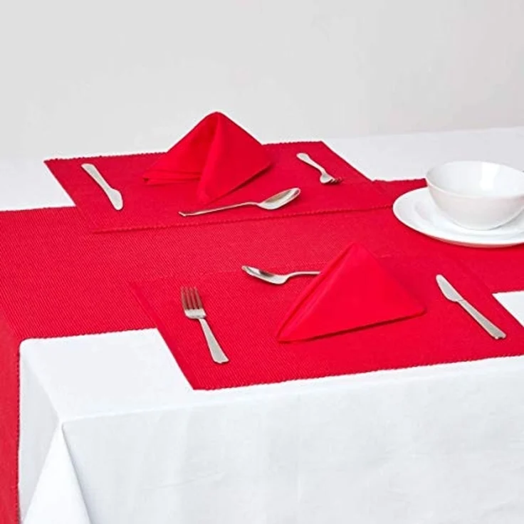 Homescapes Platzset Tischset rot im 2er-Set – 30 x 45 cm, 100% Baumwolle – Bild 2