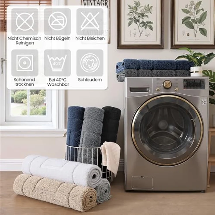 DEXI Badteppich rutschfeste,weicher Badezimmerteppich Wasserabsorbierend Badematte maschinenwaschbar Badvorleger für Dusche,Badewanne und Toilette - Grau,40x60 cm – Bild 10