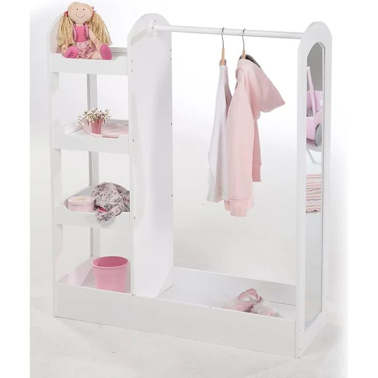 roba Garderobe - Kleiderständer - Regal - Kleiderstange - Spiegel - Holz - Weiß lackiert – Bild 2