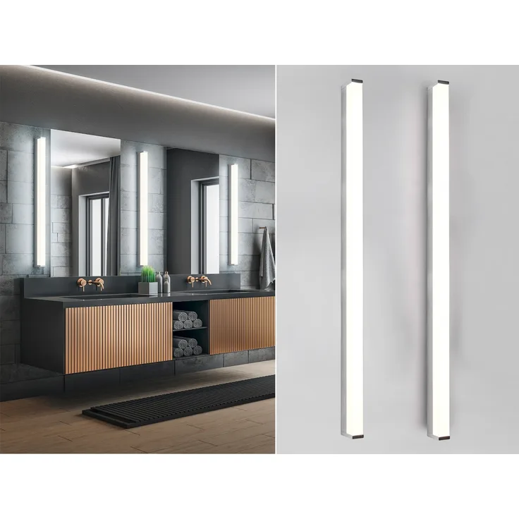 LED Badezimmer Wandleuchten 2er Set in Chrom - Spiegelleuchten, Breite 120cm