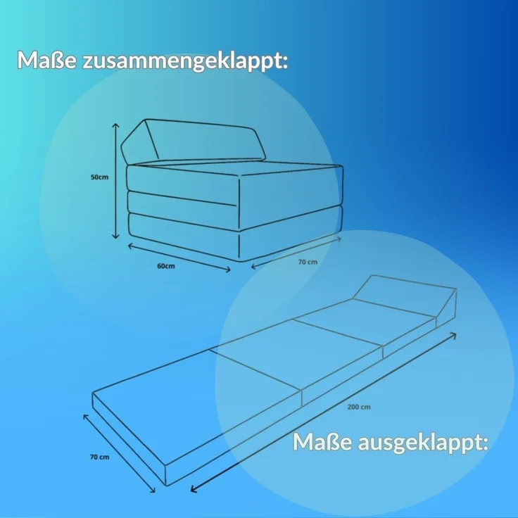 Klappmatratze Klappmatratze mit Kopfteil aus Teddy-Stoff (Boucl), FORTISLINE, Bezug waschbar. Zusammengeklappt als Sitzwürfel nutzbar – Bild 2
