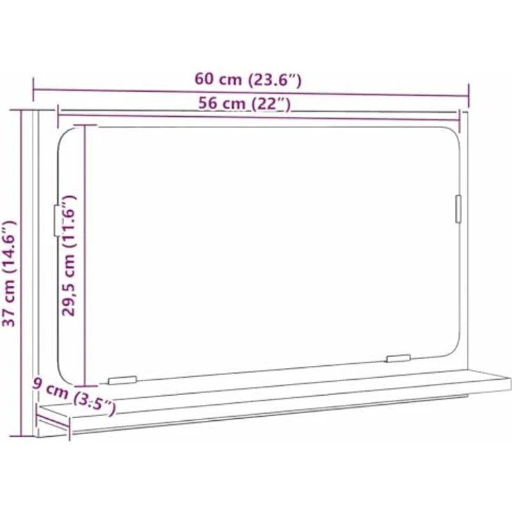 vidaXL Spiegelablage mit Regal Schwarz Eichen-Optik 60 x 10,5 x 37 cm 862525 – Bild 4