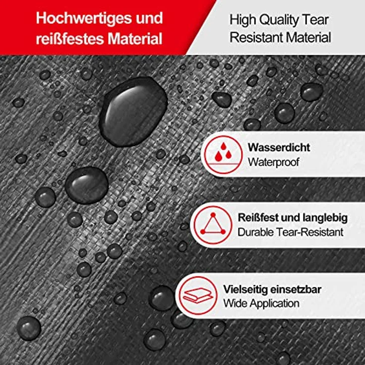 WOLTU Poolabdeckung rund Ø 305 cm wasserdicht, Solarplane für Pool Ø 244-270 cm, Winterabdeckplane aus 200 g/m² PE, Abdeckplane mit Drahtseil und Aluminium-Befestigungselement, dunkelgrau – Bild 5