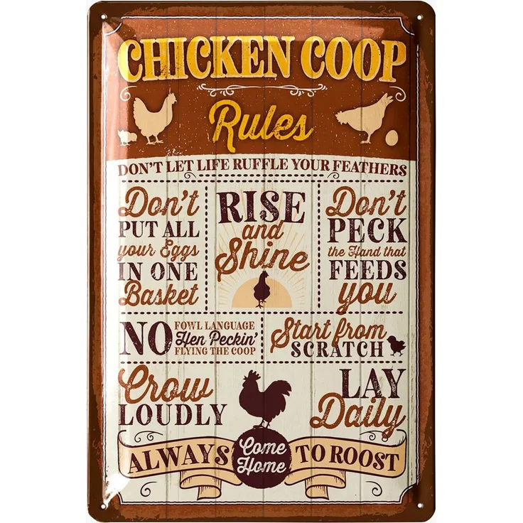 LANOLU Blechschild Chicken Coop 20x30cm – Metall – Mehrfarbig – 20320