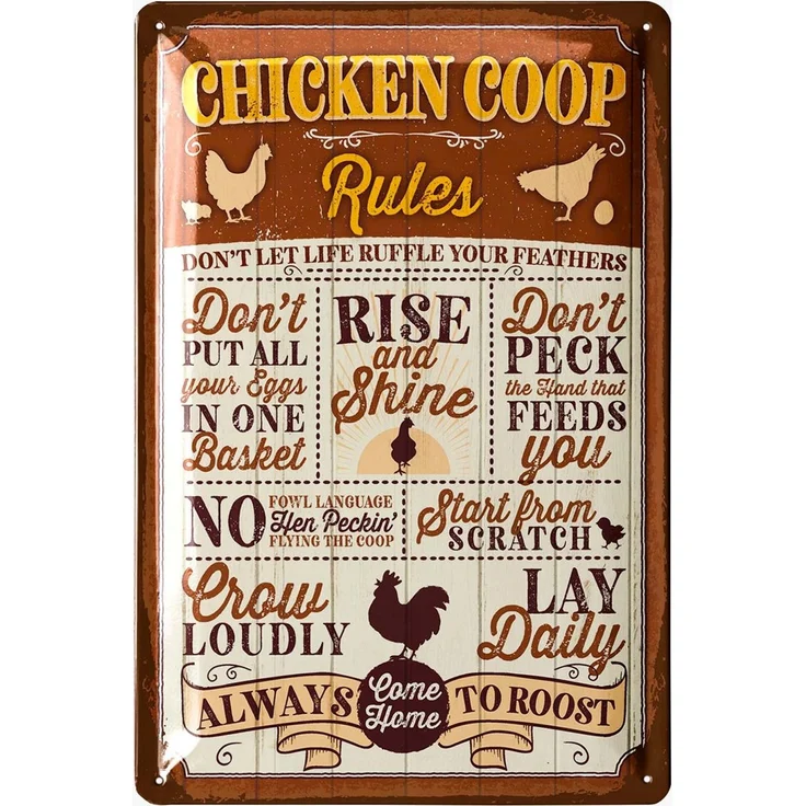 LANOLU Blechschild Chicken Coop 20x30cm – Metall – Mehrfarbig – 20320 – Bild 1