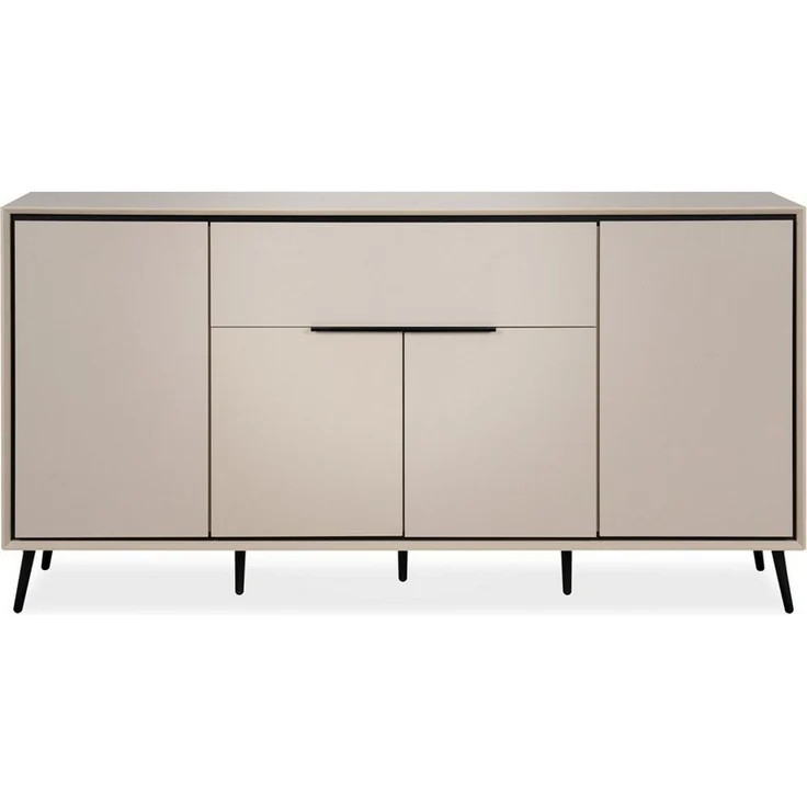 Newroom Sideboard Schwarz 175 cm, Kommode Schrank mit Türen Aufbewahrungsschrank für Wohnzimmer Flu... – Bild 1