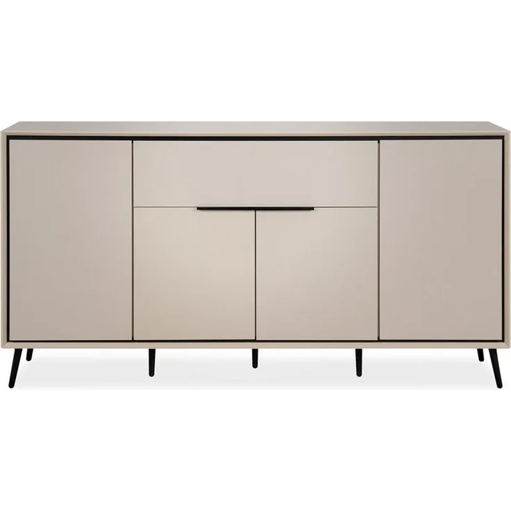 Newroom Sideboard Schwarz 175 cm, Kommode Schrank mit Türen Aufbewahrungsschrank für Wohnzimmer Flu...