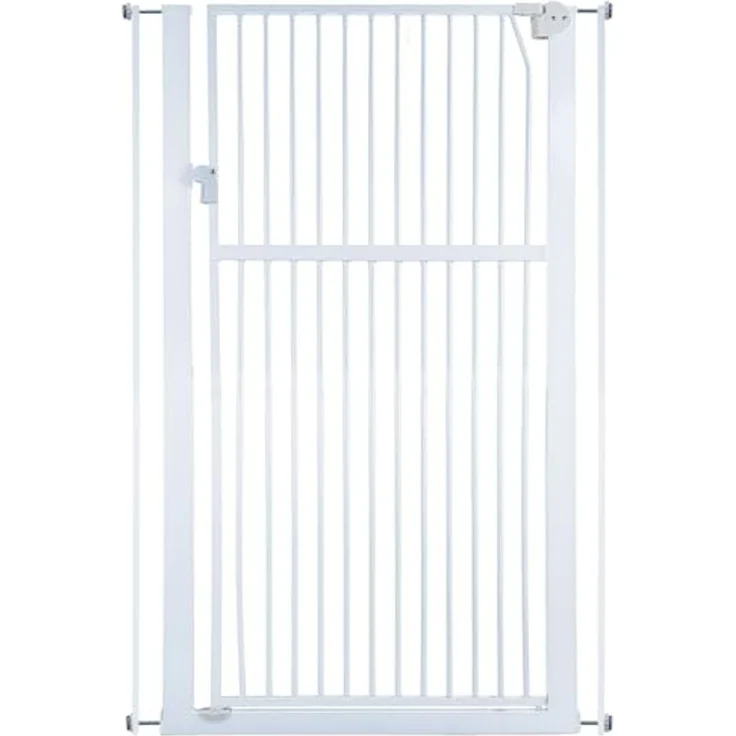 RAMROXX Treppenschutzgitter, für 75-85cm Durchgang, 142 cm Hoch, Metall Weiß – Bild 1