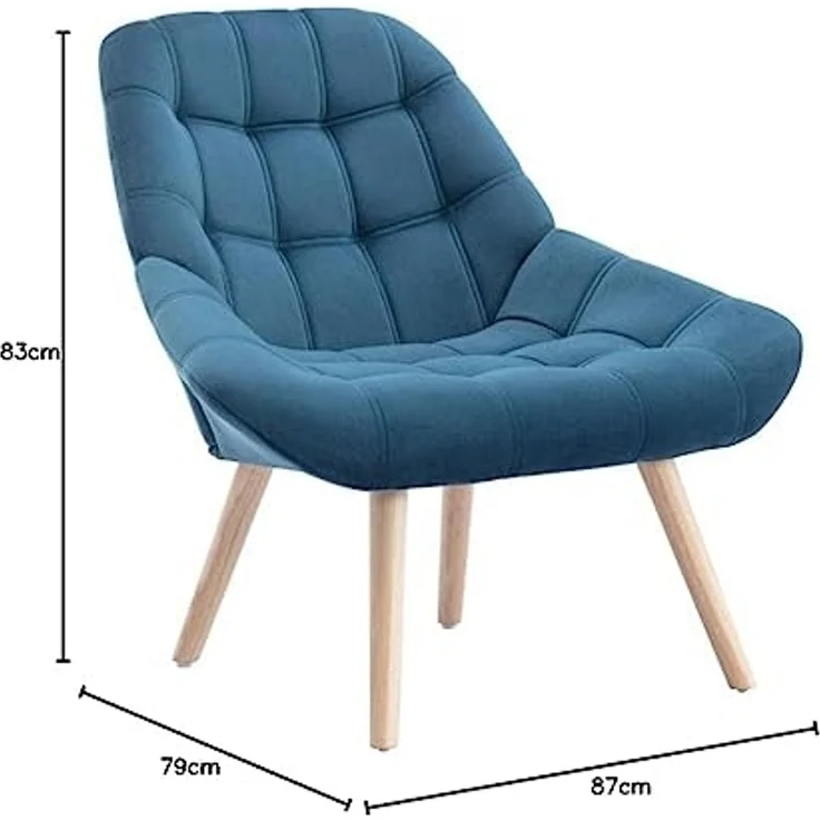 Vente-unique - LUOSTO - Sessel mit gerader Rückenlehne - Holz, Platte - Holz - Blaugrün - 87 x 79 x 83 cm – Bild 3