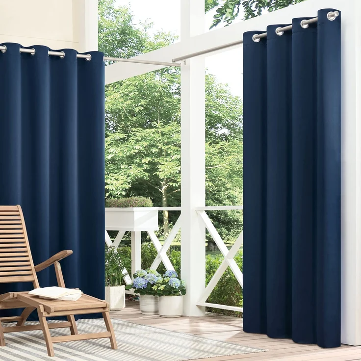 ECLIPSE Bradford Vorhang mit Ösen, wasserdicht, wärmeisoliert, für Terrasse oder Veranda, 132,1x241,3 cm, Marineblau