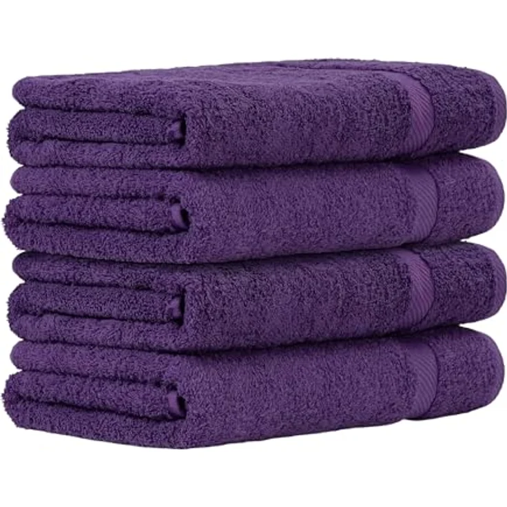 Luckytowel Duschtuch Set 70x140 cm, 100% Baumwolle, Oeko-TEX Badetücher mit 600 g/m², flauschig & saugstark, Frottee Handtücher Set, 4er Pack Lila – Bild 1