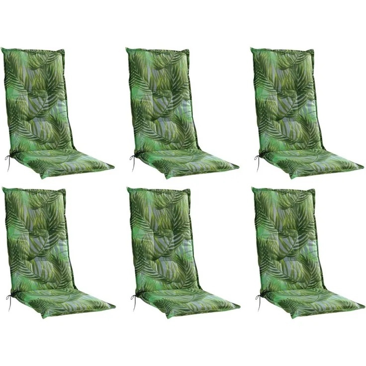 GO-DE Hochlehnerauflage LAKEVIEW, B 50 x L 120 cm, Grün, 6er Set, (Set, 6 St), Gartenstuhlauflagen für Hochlehnstühle