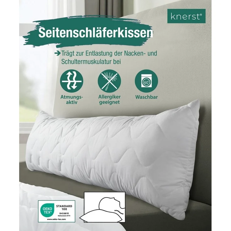 KNERST Seitenschläferkissen 40x145 cm, extra lang, Schwangerschaftskissen - Stillkissen, 1-tlg, Lagerungskissen - formstabil & hygienisch in der Waschmaschine – Bild 3