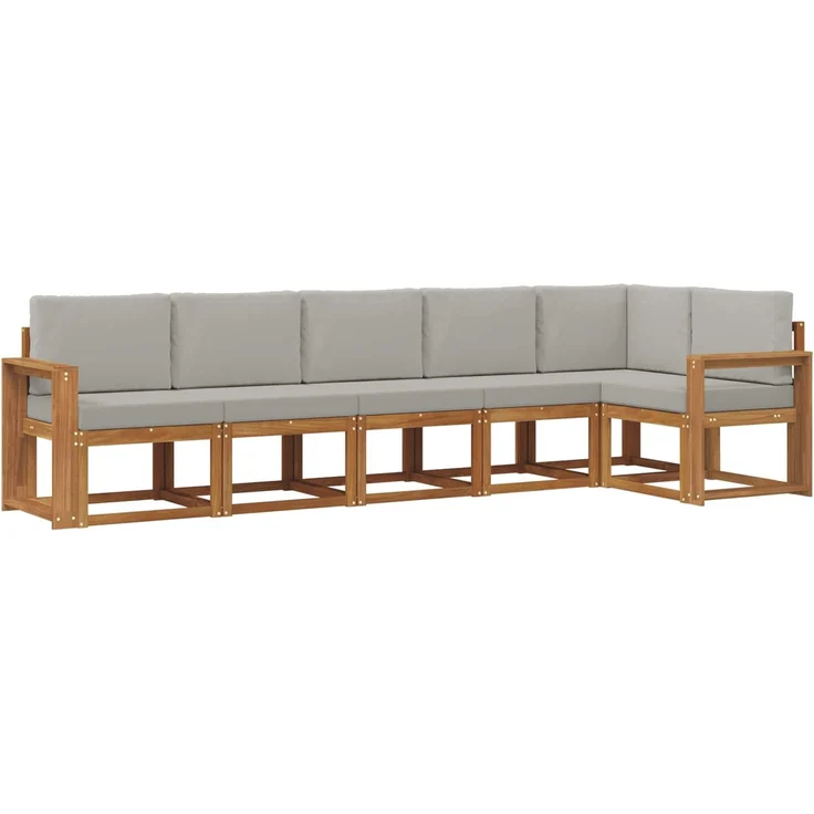 vidaXL Outdoor-Sofagarnitur 6 stk. 6-Sitzer Natur und Hellgrau 3366469 – Bild 2